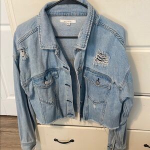 Women’s Distressed Cropped Jean Jacket